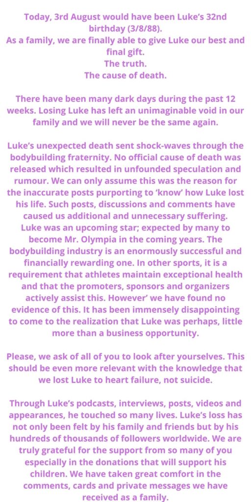 Luke Sandoe Cause of death revealed by his family